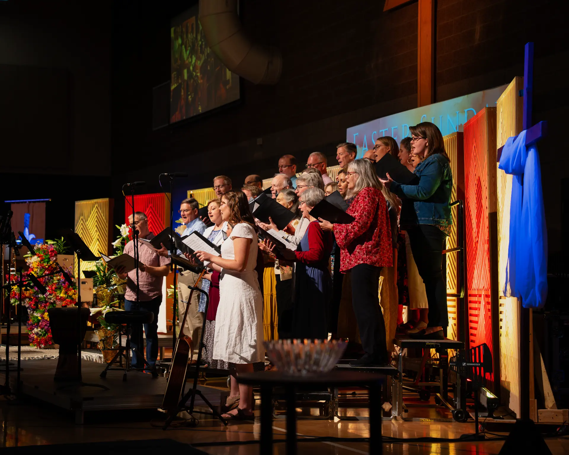 Trinity choir singing during Sunday worship